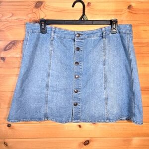 Mossimo Vintage 90s Y2K Denim Mini Skirt Button Front Light Wash Womens 18